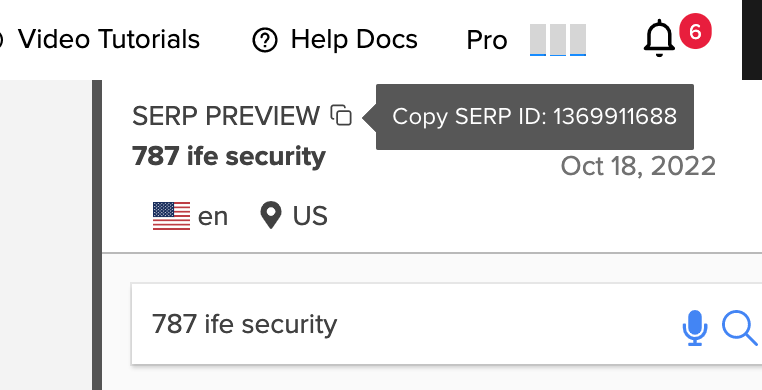 SERP ID Location in the app